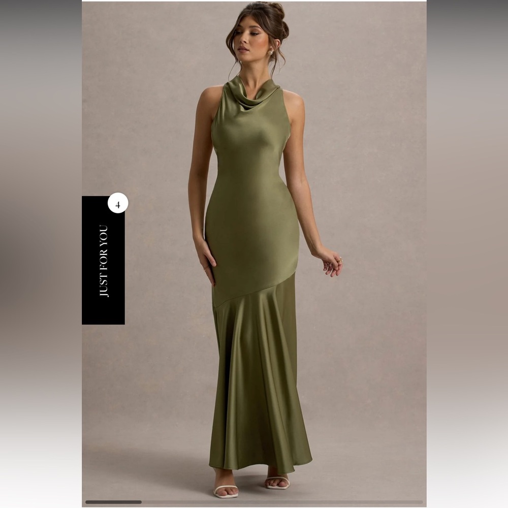 Club L London Amelita Olive Green Maxi Dress